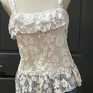 Allen B. Lace Peplum Top